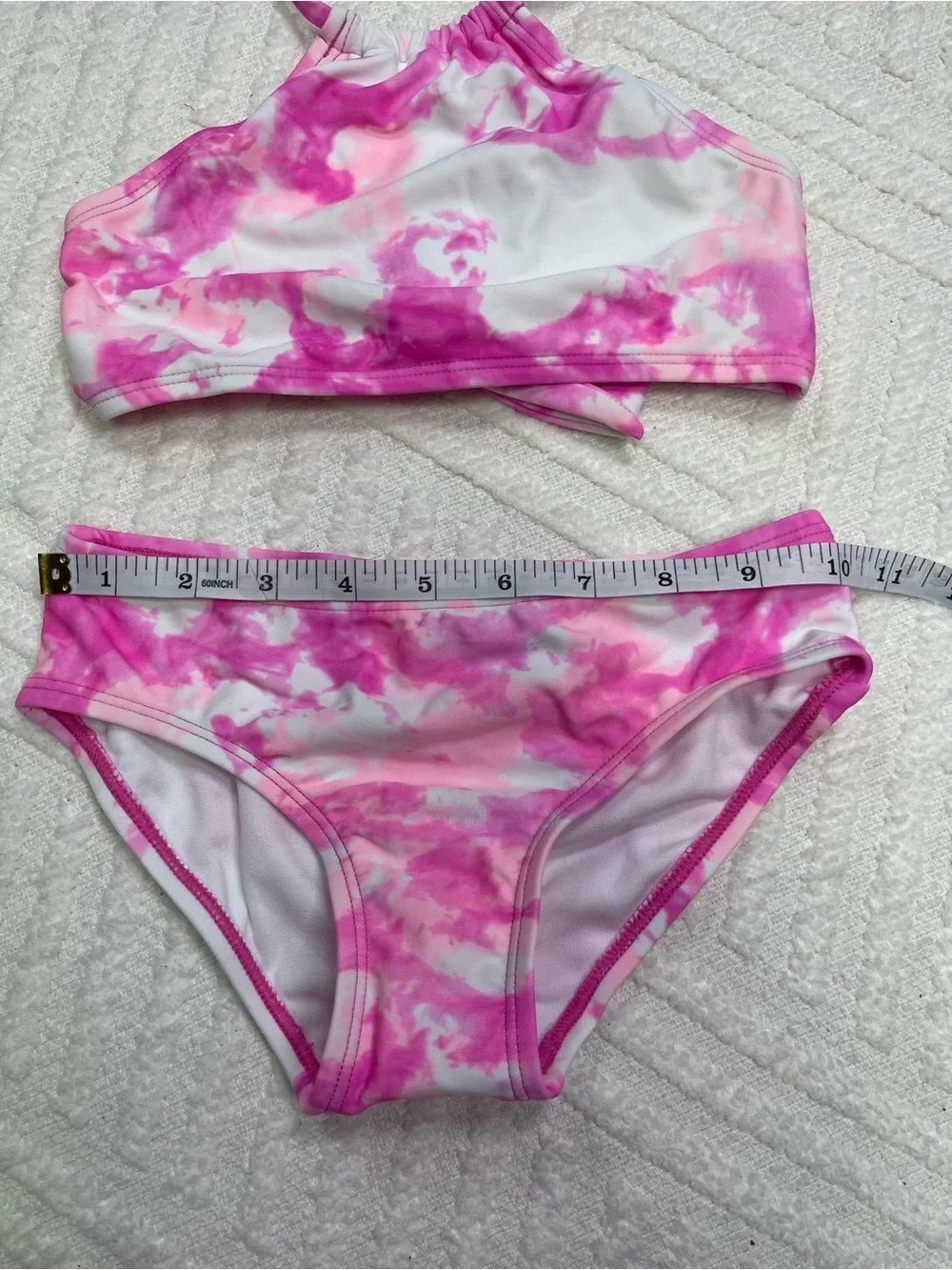 Kanu Surf Girl's Halter Pink Tie-Dye Bikini Set Size 6X